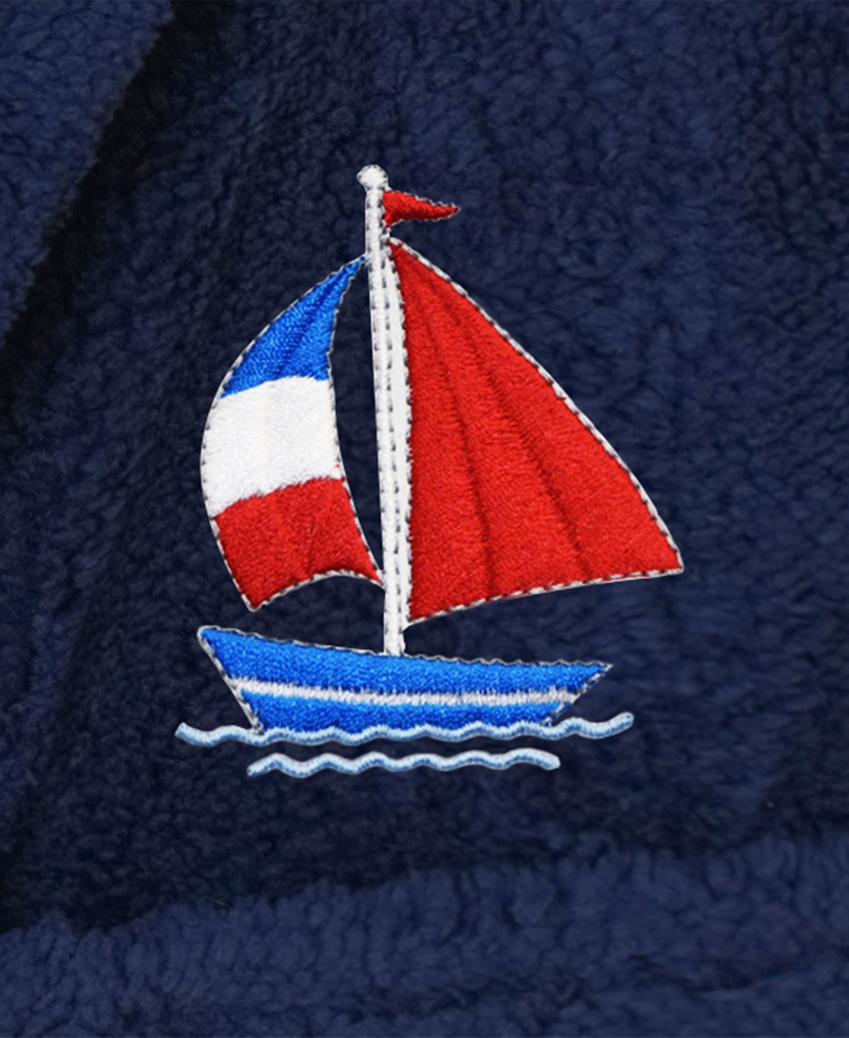 Linum Home Boat Kids Super Plush Double Brushed Hooded Bathrobe In Navy
