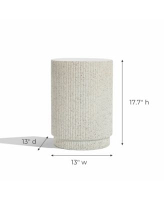 Ivory White Cement Round Outdoor Side Table