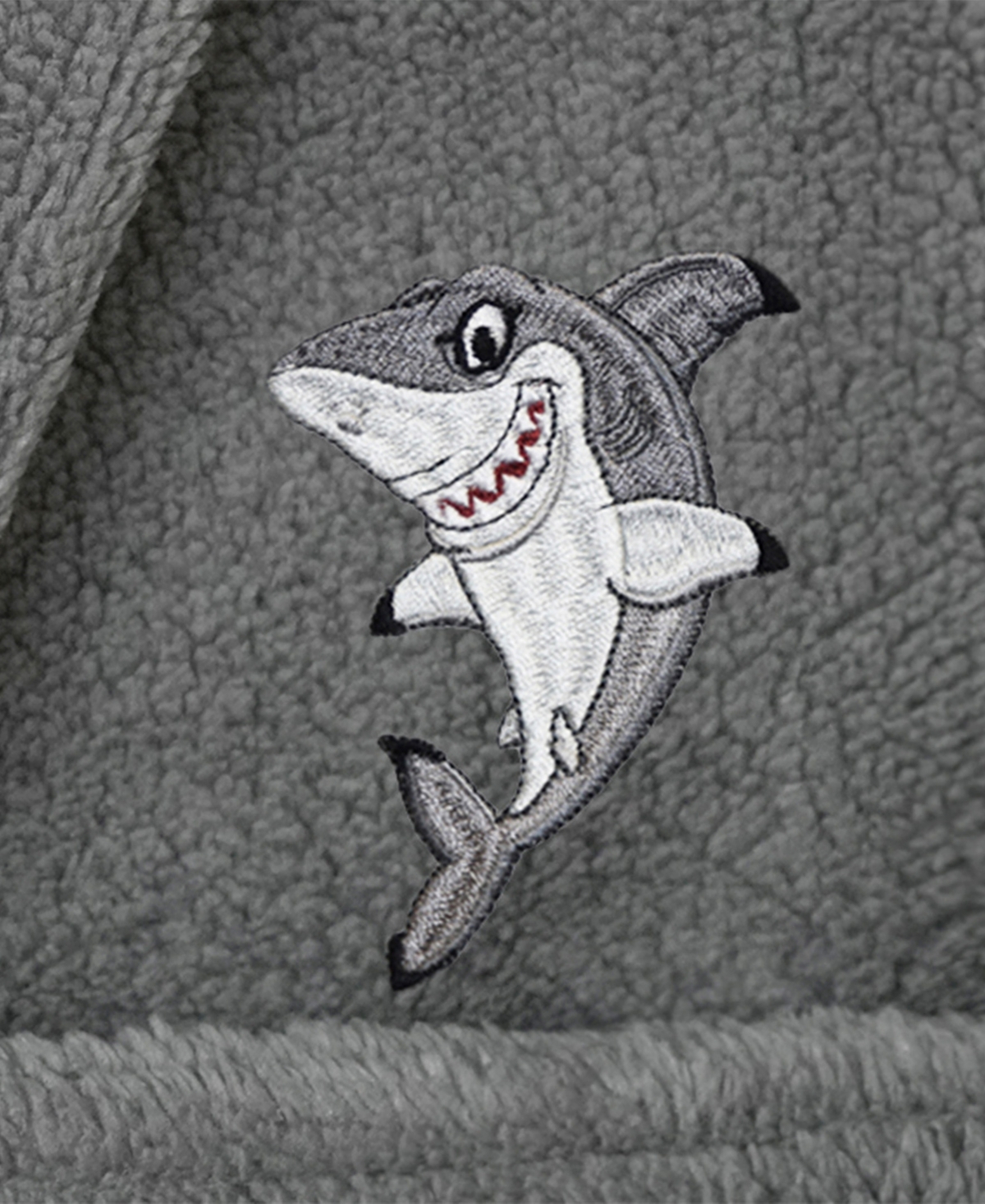 Linum Home Kids Shark Super Plush Double Brushed Hooded Bathrobe In Grey