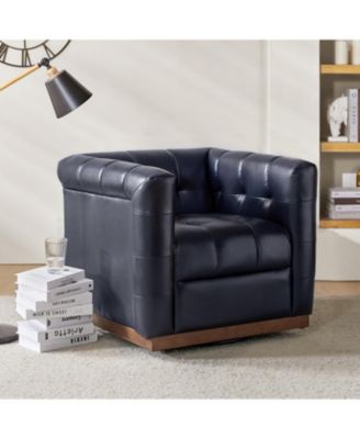 1 Count Gabriel Mid-Certury Modern Genuine Leather Swivel Club Chair