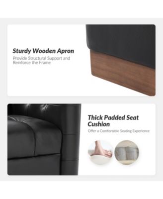 1 Count Gabriel Mid-Certury Modern Genuine Leather Swivel Club Chair