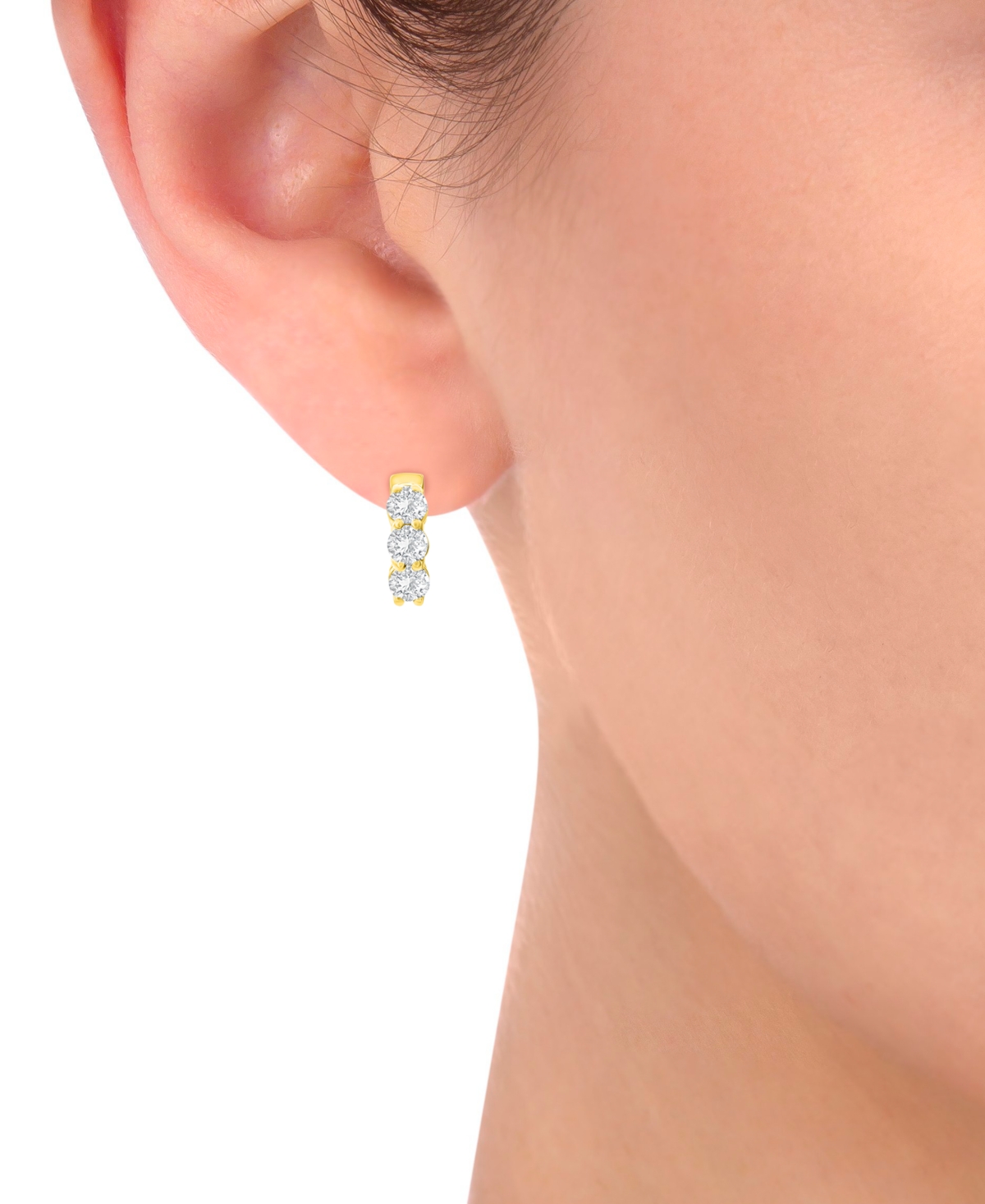 Macy's Diamond Huggie Hoop Earrings (1 Ct. T.w.) In 14k White Or Yellow Gold In Yellow Gold