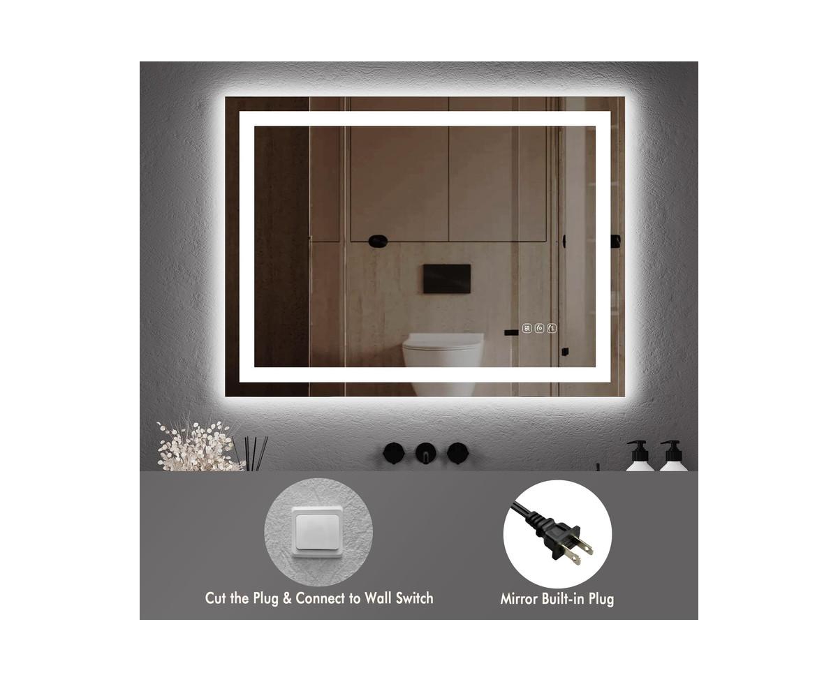 gaomon Led Bathroom Mirror 20X28“ Wall-Mounted Vanity Mirrors Stepless Dimmable Wall Mirrors with Anti-Fog, Backlit + Front Lit, Memory Functio