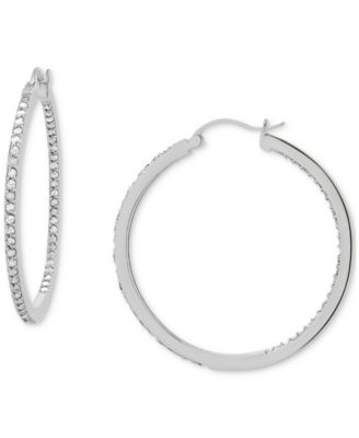 Diamond In Out Hoop Earrings 1 ct. t.w. in Sterling Silver or 14k Gold Plated Sterling Silver