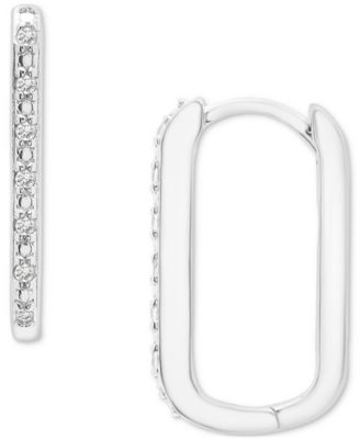 2-Pc. Set Diamond Open Link Pendant Necklace & Matching Hoop Earrings (1/6 ct. t.w.) in Sterling Silver, Created for Macy's