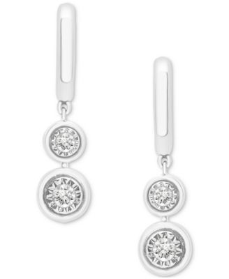 2-Pc. Set Diamond Circle Cluster Pendant Necklace & Matching Dangle Earrings (1/3 ct. t.w.) in Sterling Silver or 14k Gold-Plated Sterling Silver, Created for Macy's