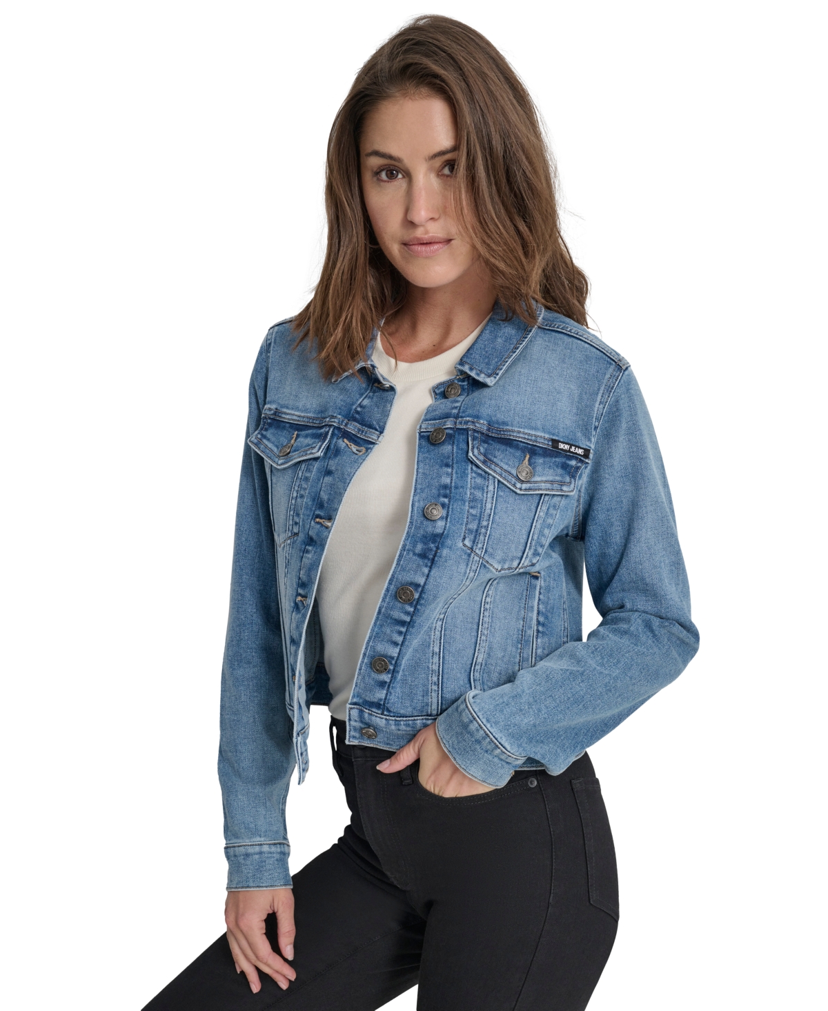 Women's Button-Down Denim Trucker Jacket - F3i - Chambers Wash