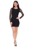 Bebe Women's PowerMesh Long Sleeve T-shirt Dress - Black