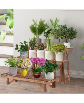 3pcs Plant Rack Stand Ladder Garden Corner Flower Pots Holder Wood Display Shelf