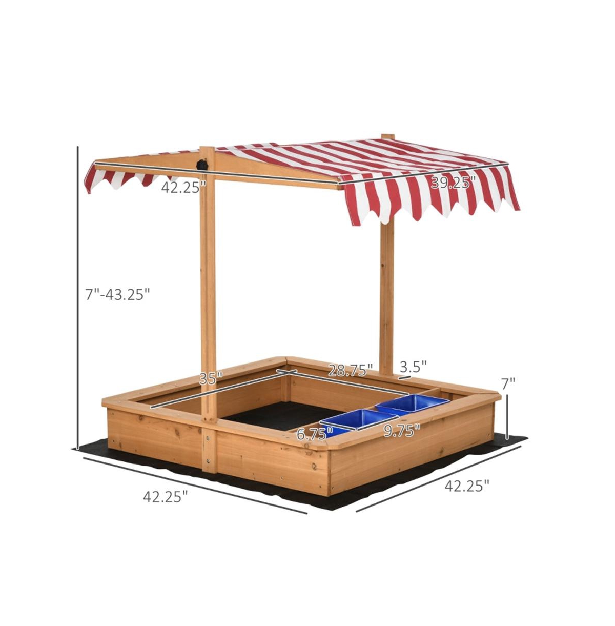 Slickblue Kids Wooden Sandbox for Timeless Outdoor Fun – Sturdy Construction, Safe Play Area, and Natural Aesthetic - Natural