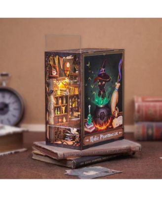 Book Nook Kit DIY Miniature House Dollhouse Kit for Adult and Teens Booknook Bookshelf Decor with LED Light, Gifts (Magic Pharmacist