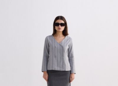 Women's Fitted Cotton Tweed Jacket