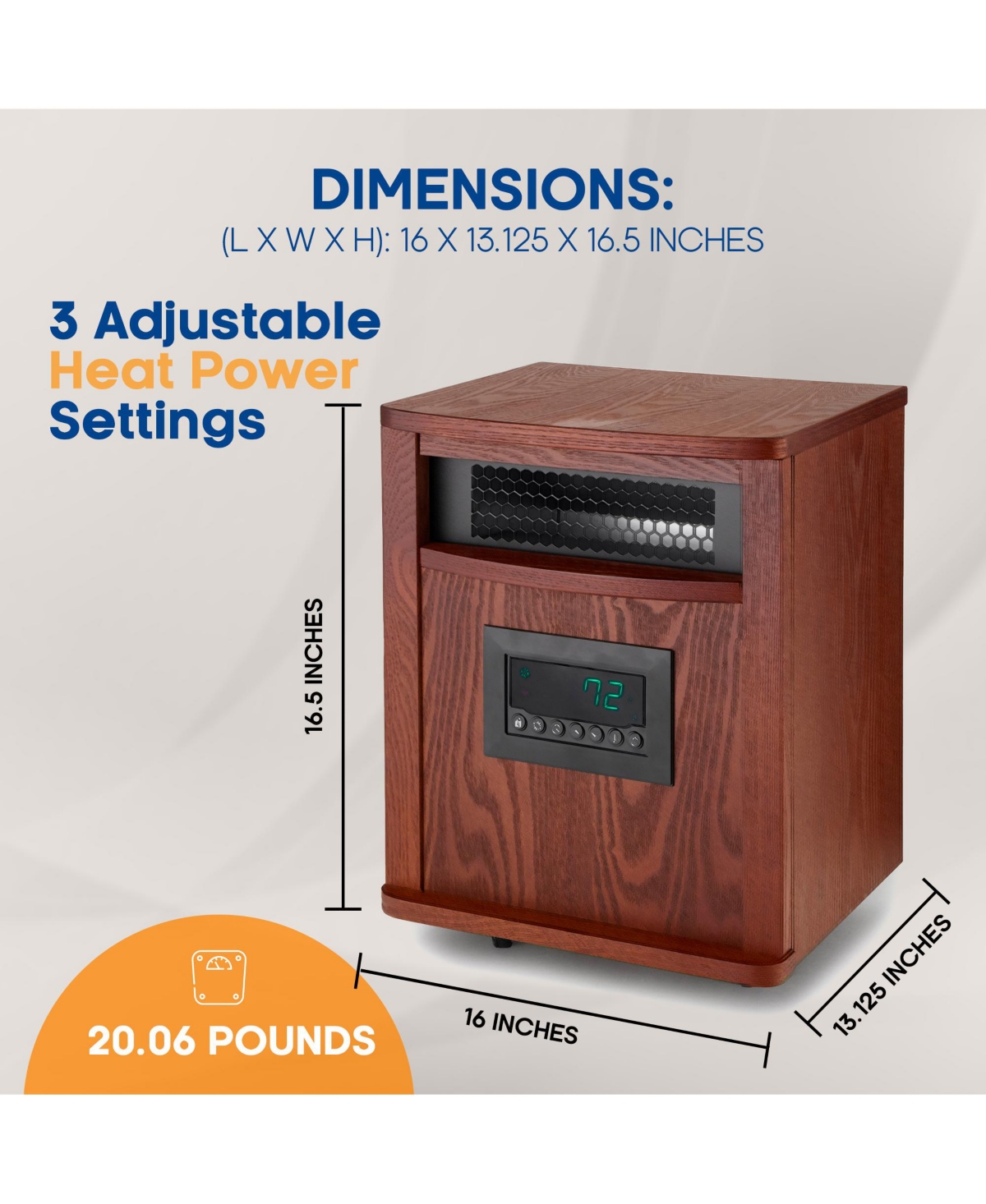 LifeSmart LifePro 6 Element 1500W Infrared Quartz Indoor Space Heater,- Brown