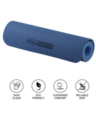 72 x 24" Double Sided 0.25" Thick Non Slip Home Workout Yoga Mat, Blue