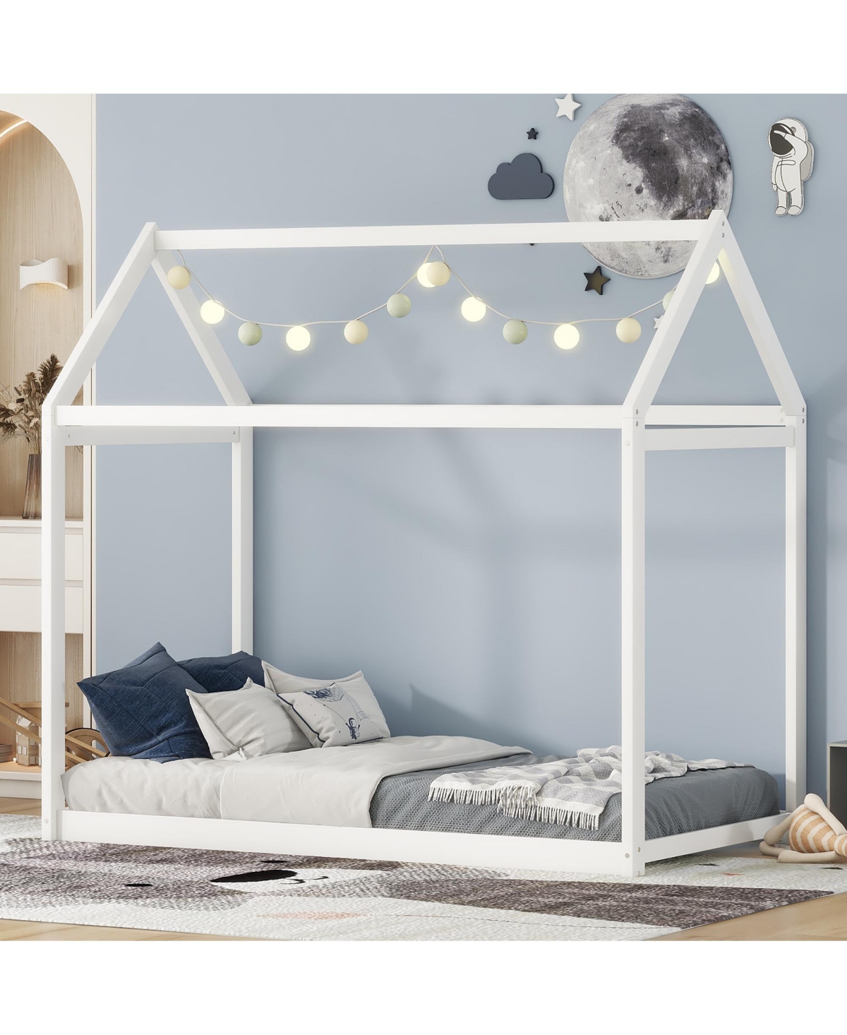 Slickblue Twin Size Wooden House Bed – Fun and Stylish Design for Kids' Bedrooms, Perfect for Play and Cozy Sleeping