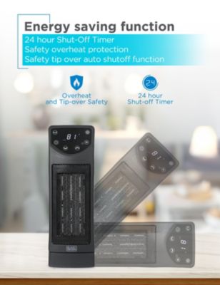 Oscillating Ceramic Desktop Heater with Remote, 1500W Space Heater and Fan Combo