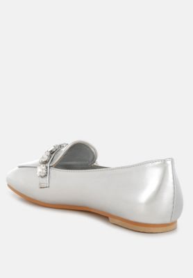 Womens Celosia Metallic Diamante Strap Loafers