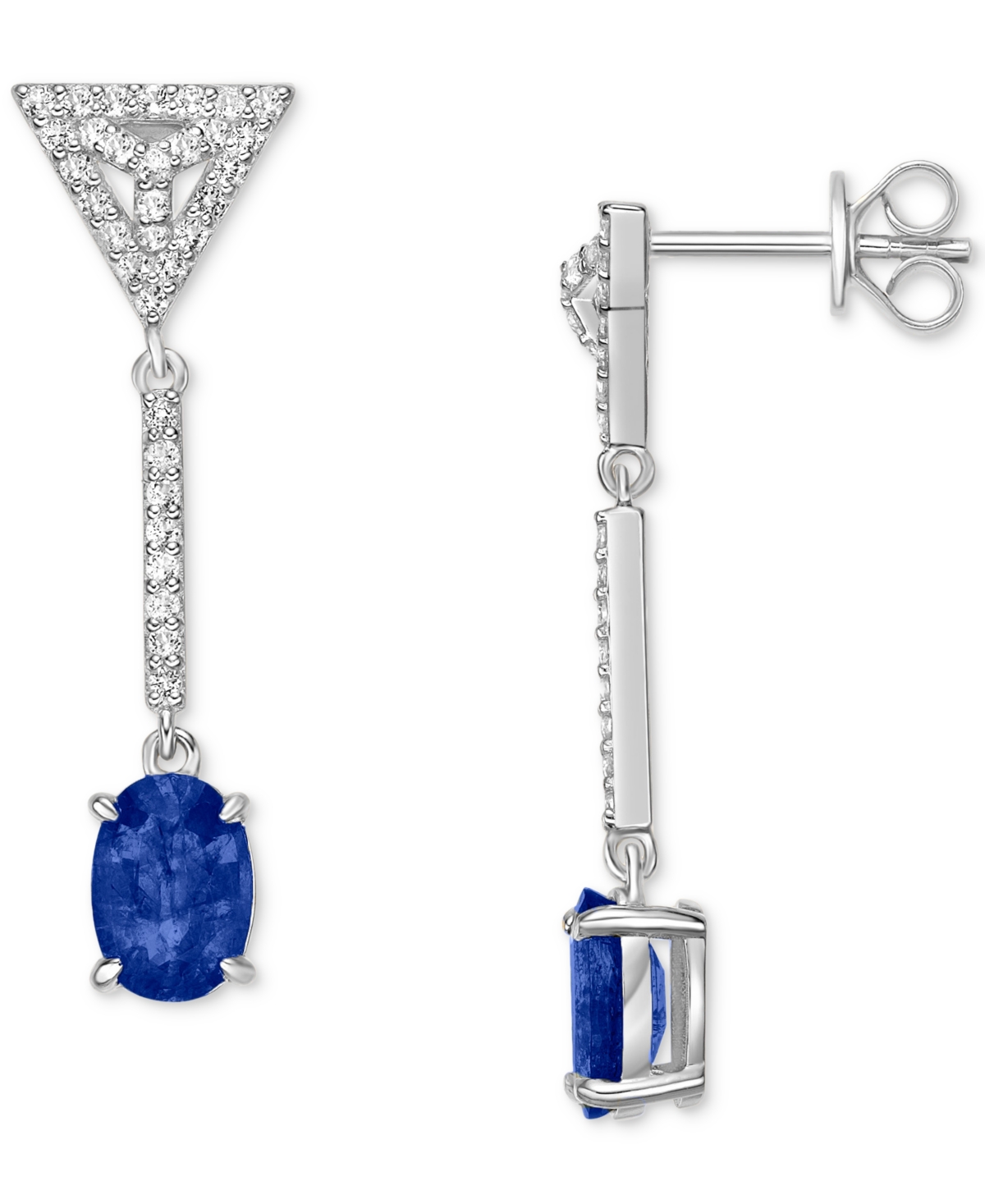 Macy's Emerald (2 Ct. T.w.) & White Topaz (1/3 Ct. T.w.) Linear Drop Earrings (also In Ruby & Sapphire) In Sapphire