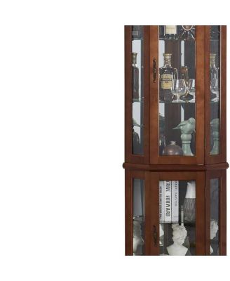 Glass Corner Curio Cabinet – Space-Saving Display Cabinet with Tempered Glass Shelves & Door