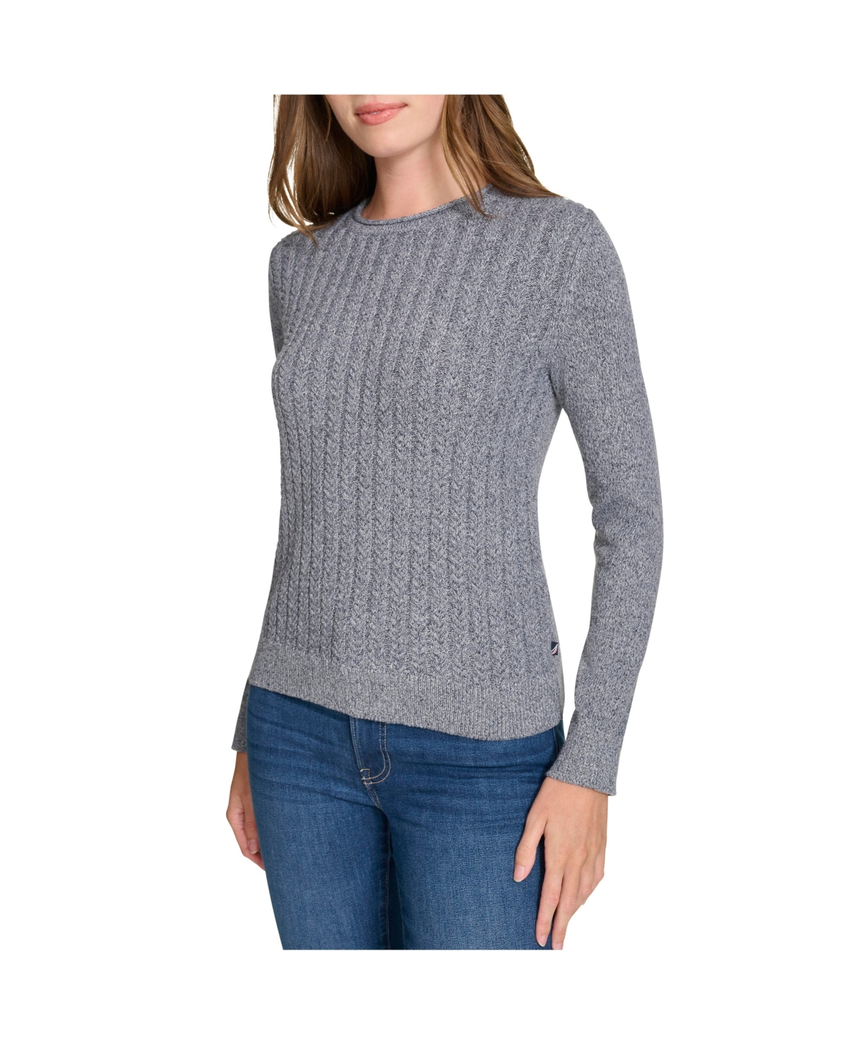 Nautica Jeans Women's Roll Neck Stacked Cable Sweater