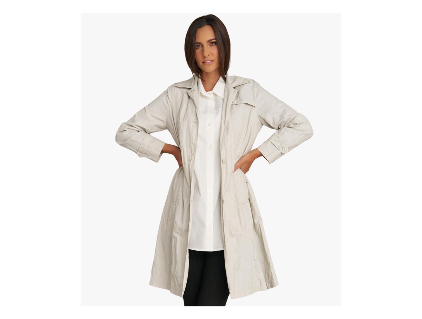 Женское пальто Stella Carakasi Belted Water-Resistant Button Front Trench, цвет: Берёзовый — фото 3