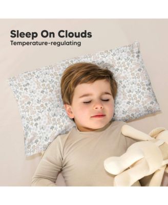 Cuddly Toddler Pillow with Pillowcase, 13X18 Kids Pillow for Sleeping, Small Travel Pillows, Nursery Pillow