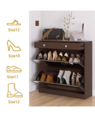 Mirror Shoe Cabinet with 2 Tier Drawers