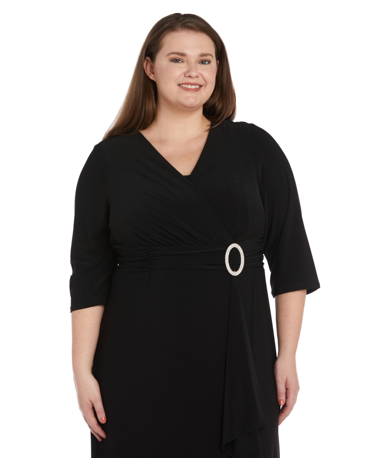 R & M Richards Plus Size Fukuro Faux-Wrap Jacket Dress
