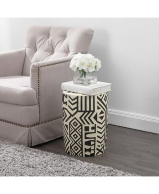 Rafi Transitional Bohemian Geometric Drum Garden Stool