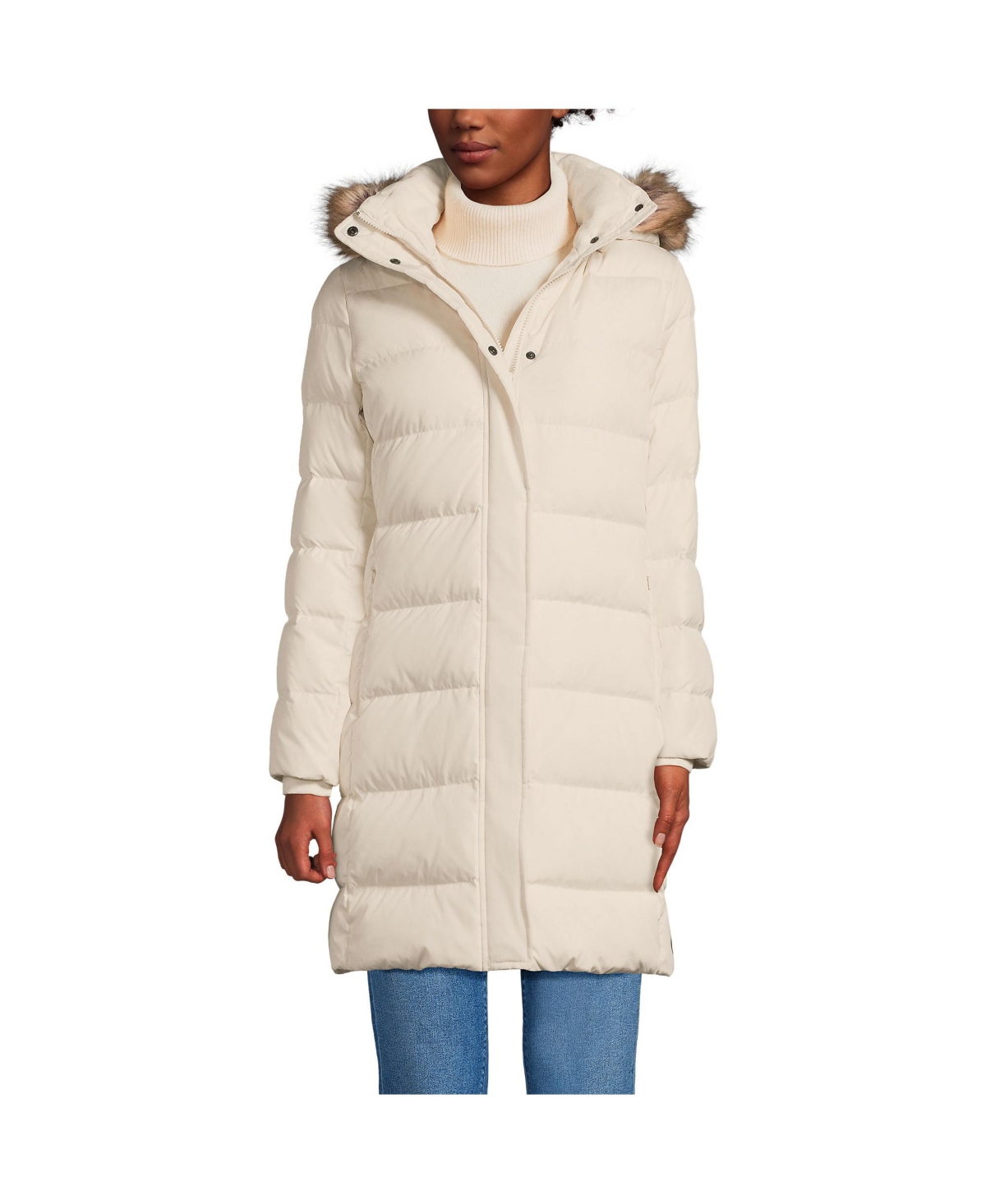Lands End Women s Tall Max 600 Down Puffer Coat Ivory pearl Smart Closet