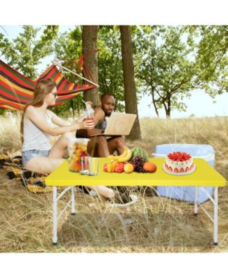 4ft Yellow Portable Folding Table for Indoor and Outdoor Use, Lightweight and Space-Saving