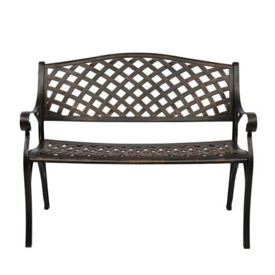 Outdoor Cast Aluminum Bench with Mesh Backrest and Seat Surface for Comfortable Seating