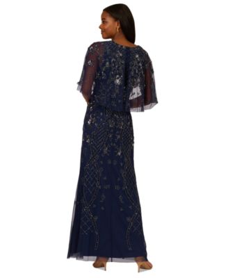 Women's Embellished Cape-Sleeve Gown