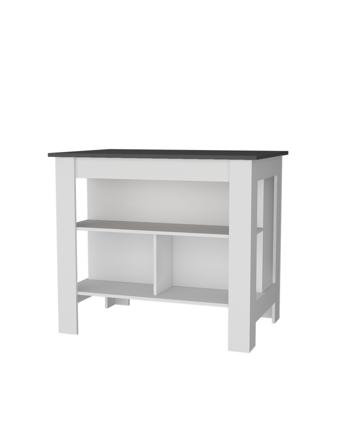 Fm Furniture Aztec Kitchen Island in melamine with open storage,gray+white - Gray+white