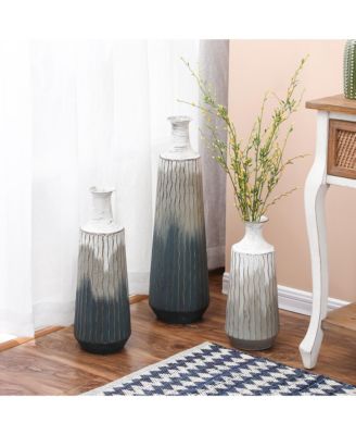 Set of 3 Multi-Color Ombre Metal Bottle Vases