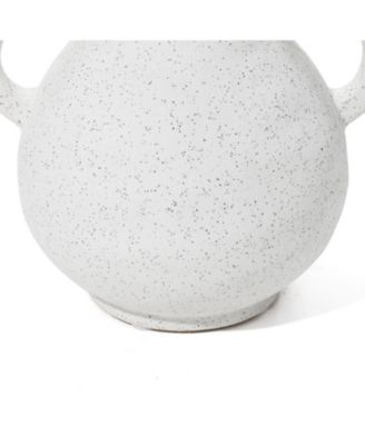 White Ceramic Jug Round Vase with Two Handles