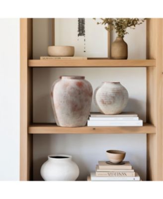 Marble Brown and White 7.5-Inch Tall Terracotta Vase