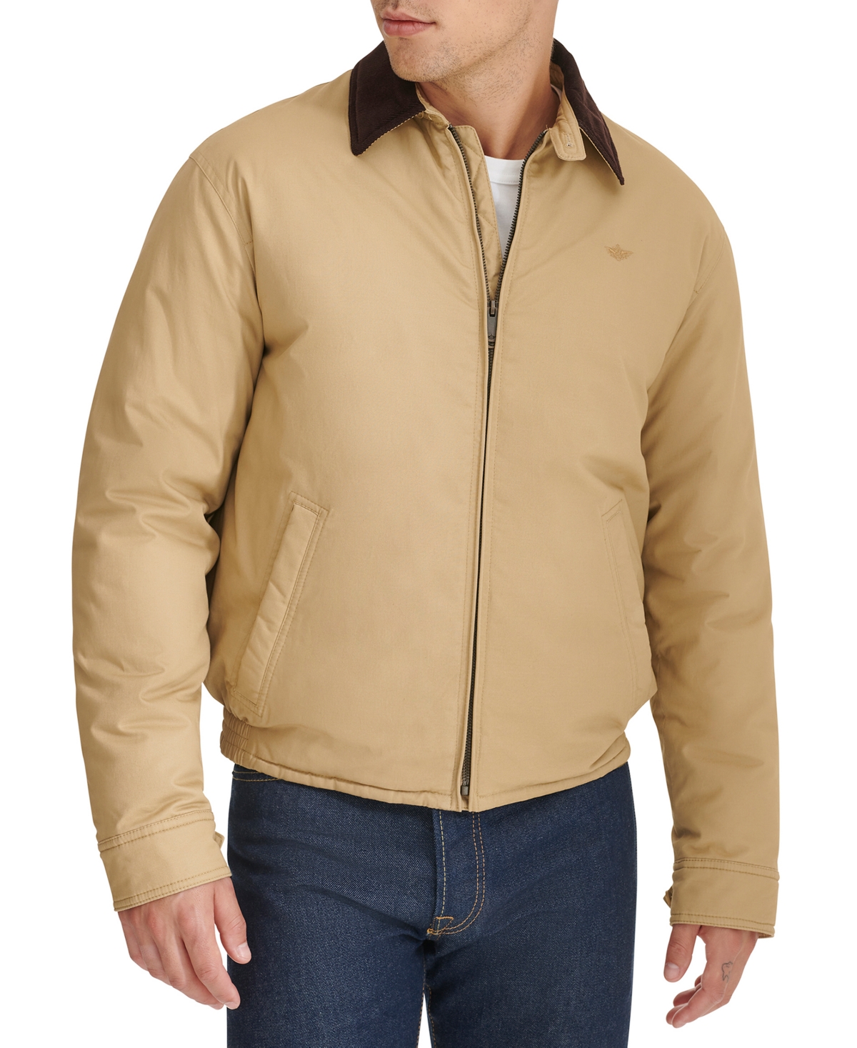 Men's Cotton Twill Bomber Jacket - Black