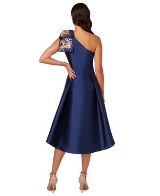 Adrianna Papell Women's Sequined Mikado One-Shoulder Dress