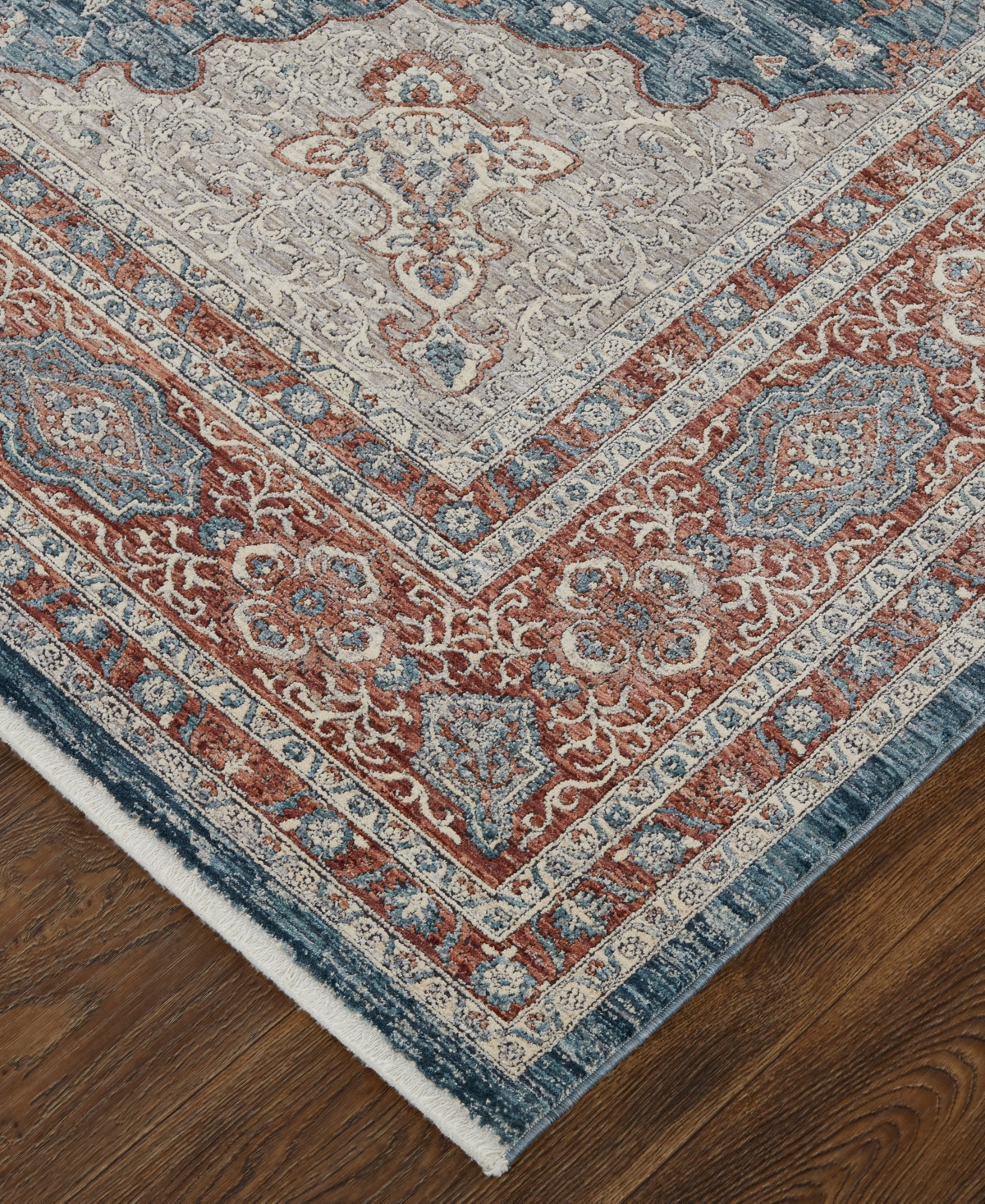 Shop Feizy Marquette 39grf 2'8"x8' Runner Area Rug In Gray,red