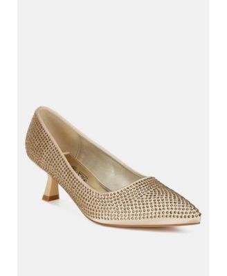 Womens Dinah Rhinestones Embellished Kitten Heel Pumps