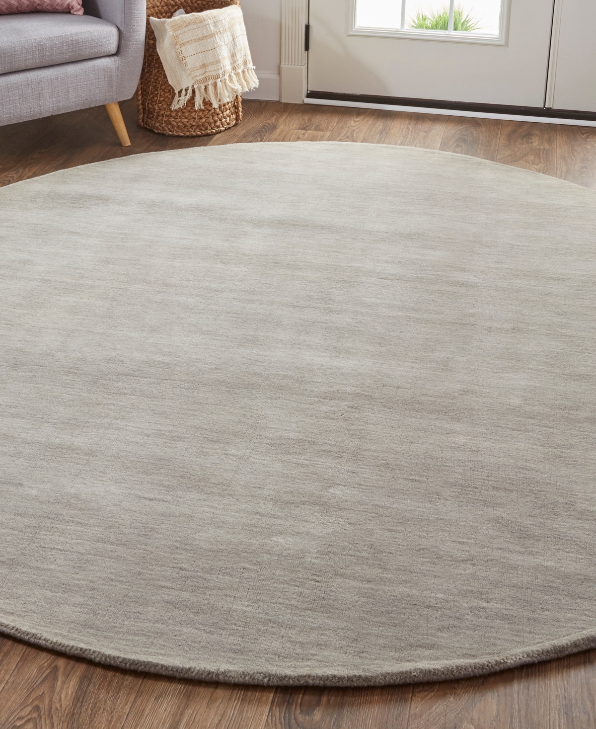 Shop Feizy Luna 8049f 8'x8' Round Area Rug In Gray,ivory