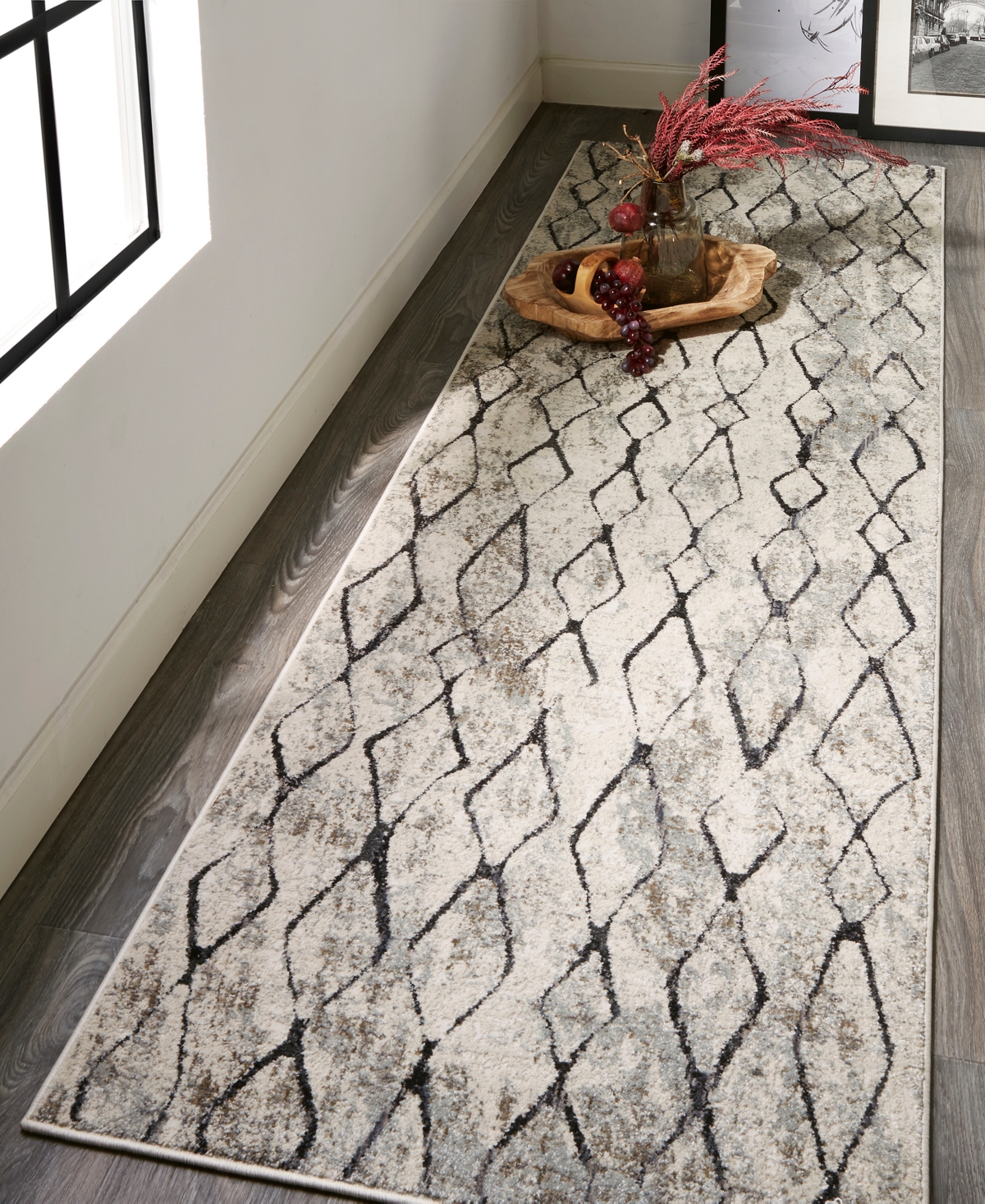 Shop Feizy Kano 3872f 2'7"x8' Runner Area Rug In Ivory,gray