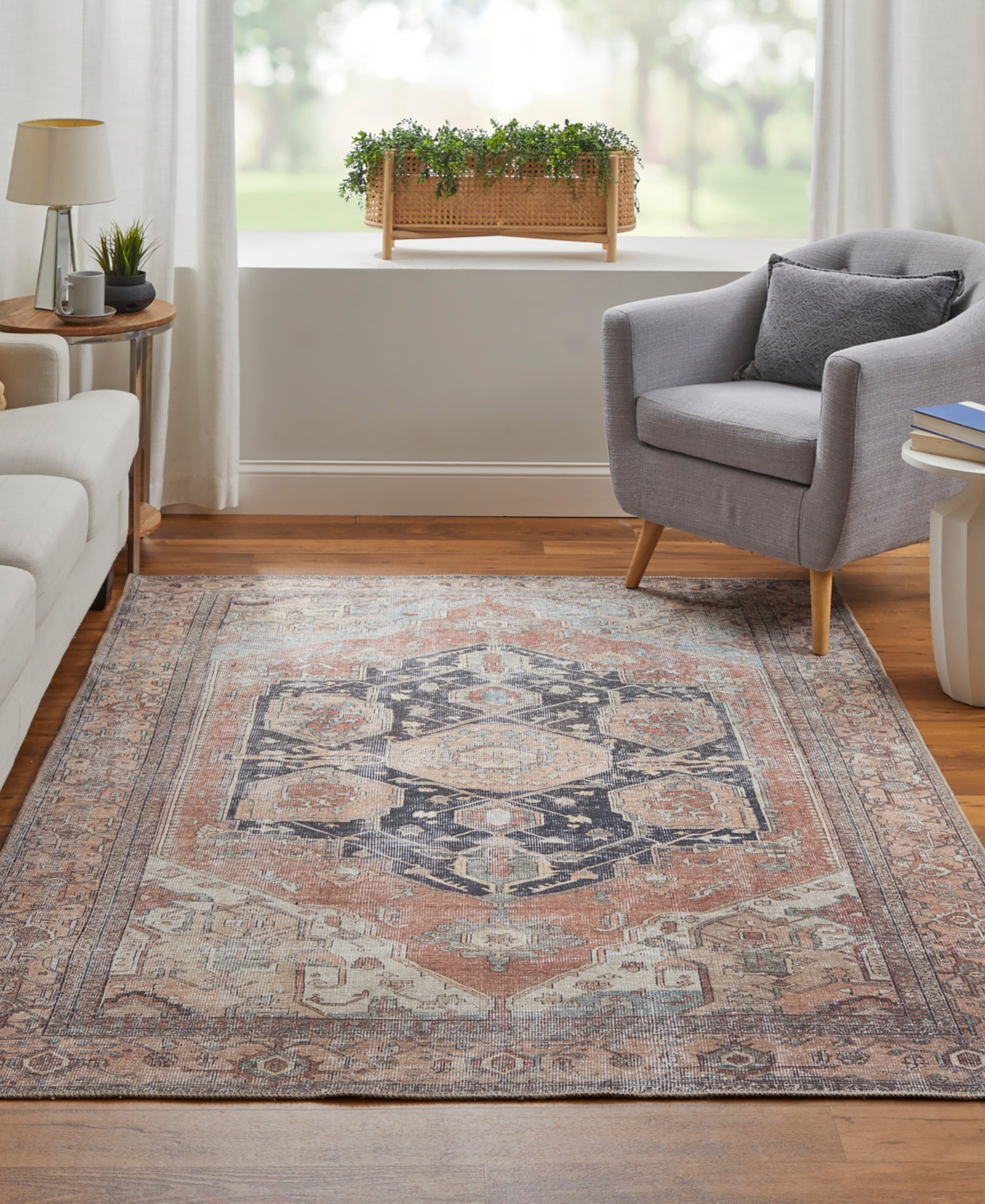 Shop Feizy Percy 39alf 5'3"x7'6" Area Rug In Orange