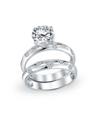 Etoile Cubic Zirconia 2CTW CZ Band Ring Set  .925 Sterling Silver