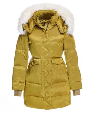 Women's Puffer Coat with Shearling Trim