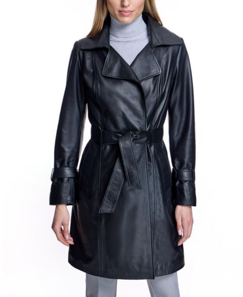 Женские куртки Julia & Stella By Maximilian Women's Belted Leather Coat