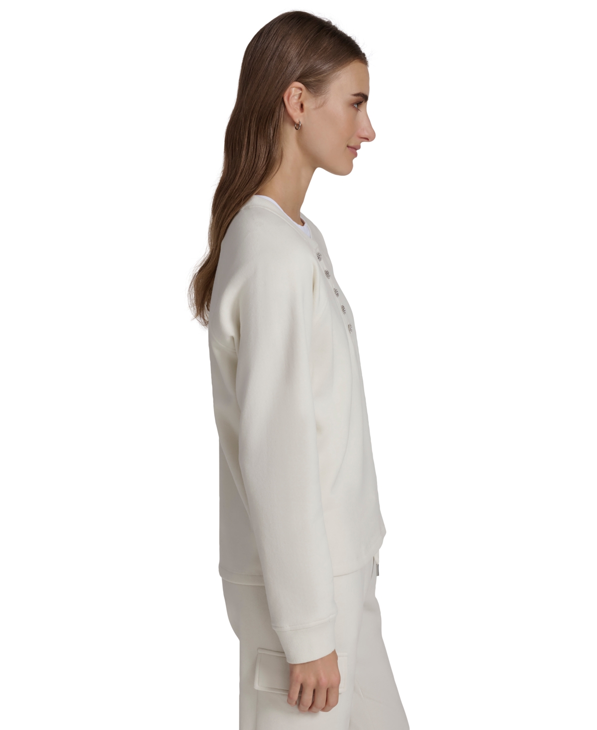 Andrew Marc Sport Women's Embellished Fleece Crewneck Top