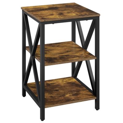 3-Tier Side End Table with Shelf, X-Shaped Side Coffee Snack Table