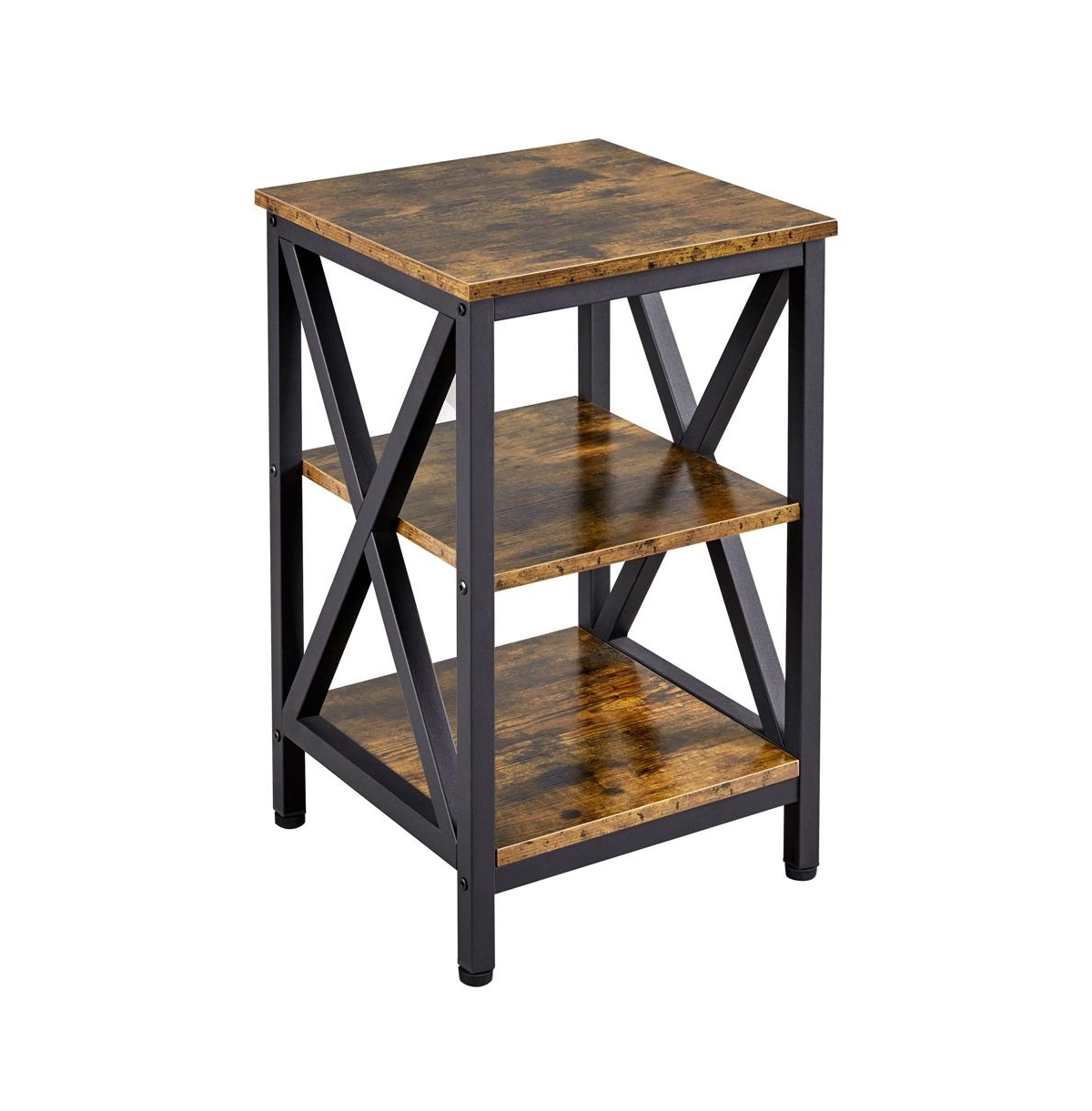 Yaheetech 3-Tier Side End Table with Shelf, X-Shaped Side Coffee Snack Table